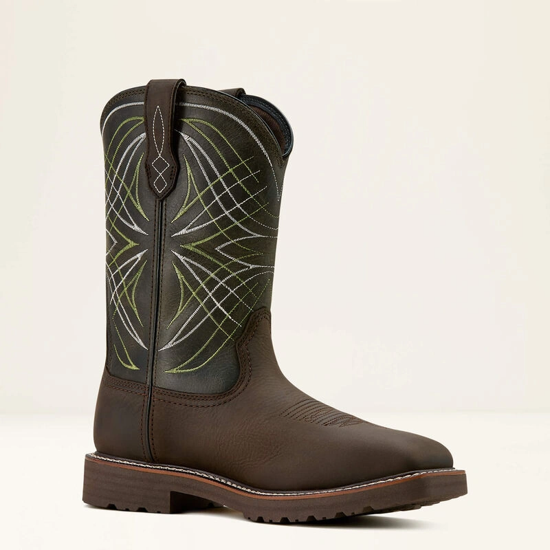 Ariat Activator: Robuster Western-Stiefel für Herren mit Stahlkappe, wasserdicht, stilvoll Braun-Grün, Gr. 43!