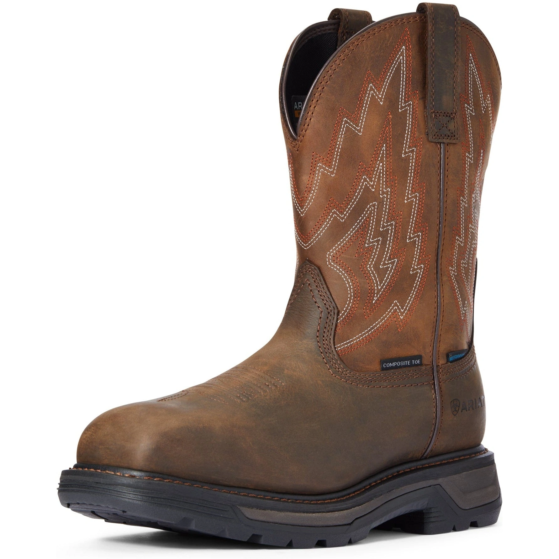 Ariat Big Rig: Robuster, wasserdichter Western-Stiefel mit Zehenschutz für den Mann – Braun, Größe 43.